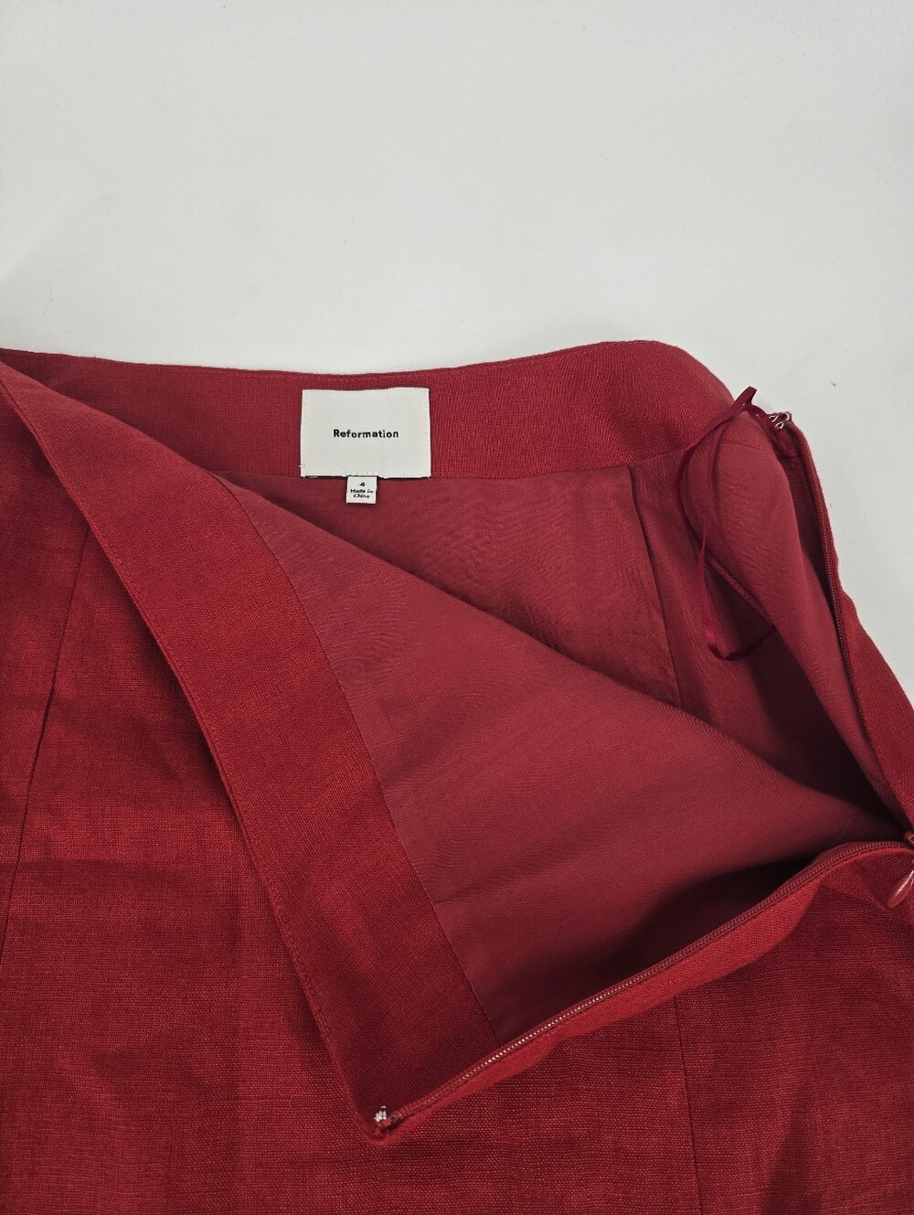 Reformation Grace Linen Two Piece Skirt Set in Sundried Tomato Red Size 4 NEW - Picture 13 of 16